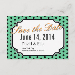 Cute Green Polka Dots Save the Date Cards