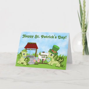 Cute Green Ponies Happy St. Patrick's Day Horse Card