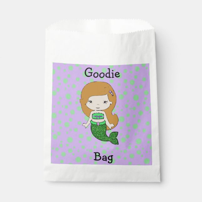 Cute Green & Purple  Mermaid Goodie Bag (Front)