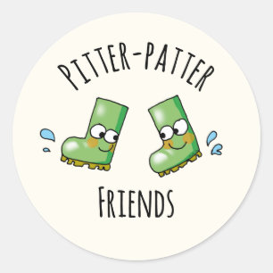 Cute Green Rainboots Pitter-Patter Friends Classic Round Sticker