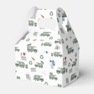Cute Green Recycling Truck Kids Vehicles Birthday Favour Box