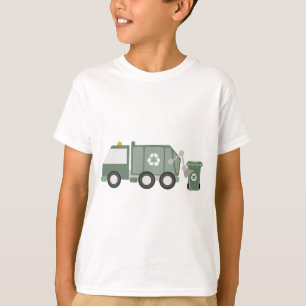 Cute Green Recycling Truck Kids Vehicles Birthday T-Shirt
