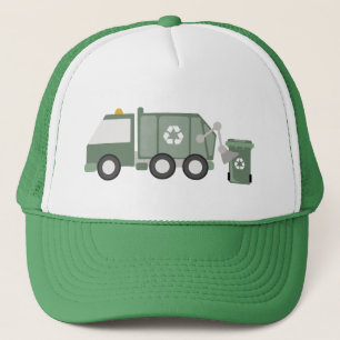 Cute Green Recycling Truck Kids Vehicles Birthday Trucker Hat