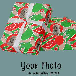 Cute Green Red Christmas Dog Lovers Pet Moms Gift Wrapping Paper