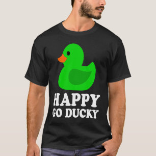 Cute Green Rubber Duck Lover Lucky Go Ducky Funny  T-Shirt