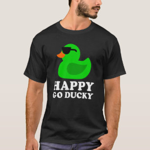 Cute Green Rubber Duck Sunglasses Lucky Go Ducky   T-Shirt