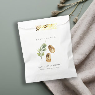 Cute Green Rust Orange Shoes Foliage Baby Shower Favour Bags