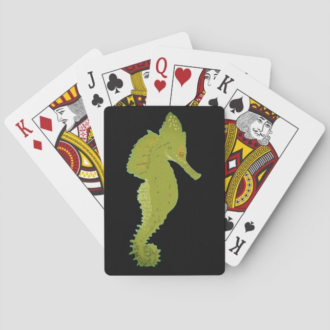 Cute Green Sea horse Playing Cards (Back)