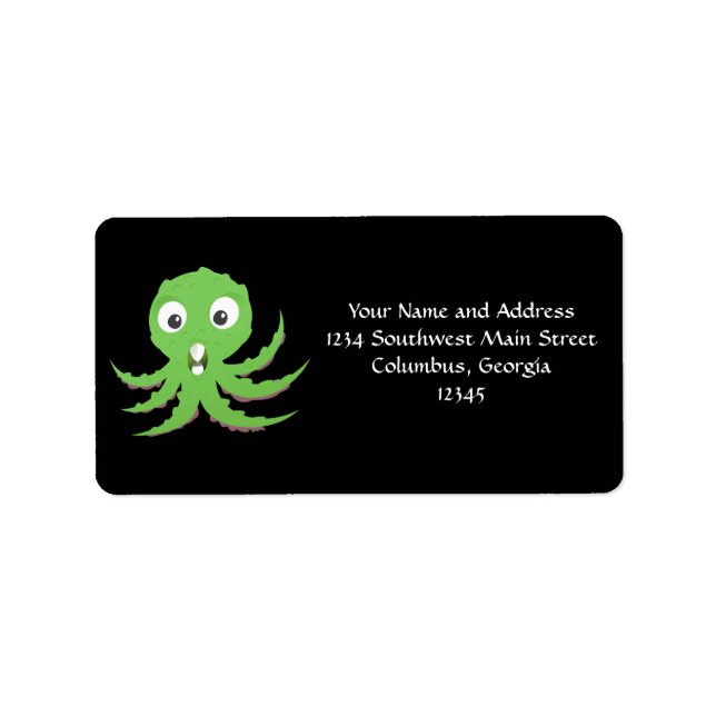 Cute Green Sea Monster Label (Front)