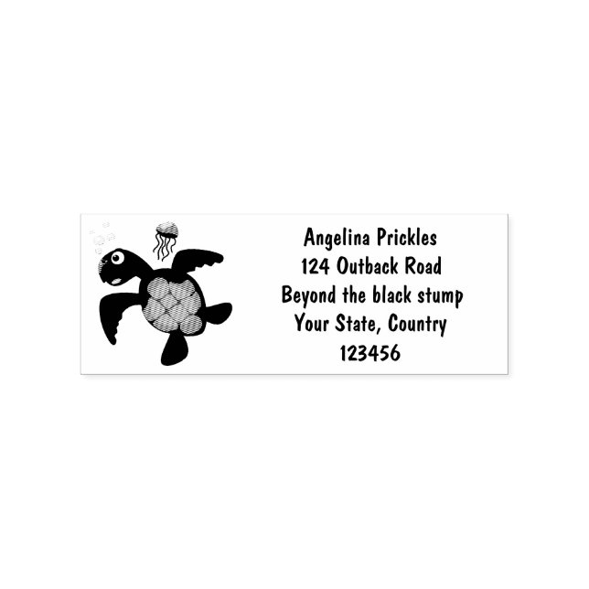 Cute green sea turtle happy cartoon illustration rubber stamp (Imprint)