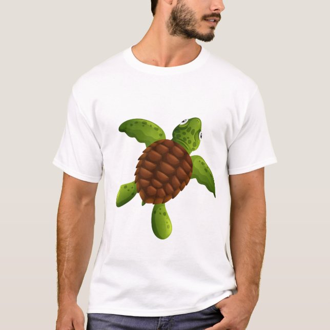 Cute green sea turtle T-Shirt (Front)