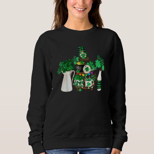 Cute Green Shamrock Decor With Happy St Patricks D Sweatshirt (Front)