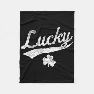 Cute Green Shamrock Lucky St Patricks Day Fleece Blanket
