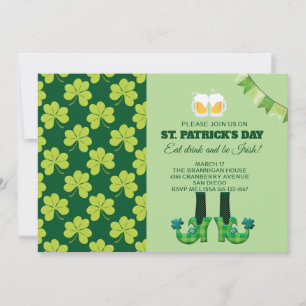 Cute Green Shamrock Pattern St. Patrick's Day Invitation