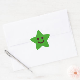 Cute Green Smiley Face Classic Star Sticker