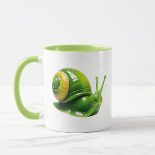 Cute Green Snail Illustration Mug