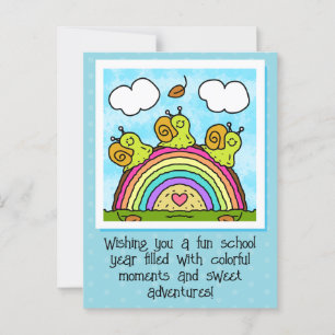 Cute Green Snails Rainbow Log Back To School Postcard