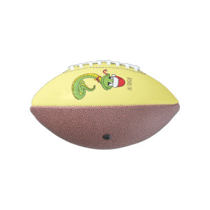 Cute green snake with santa hat cartoon american football