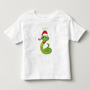 Cute green snake with santa hat cartoon  toddler T-Shirt