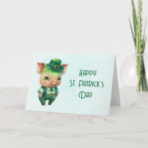 Cute Green St. Patrick's Day Pig Card