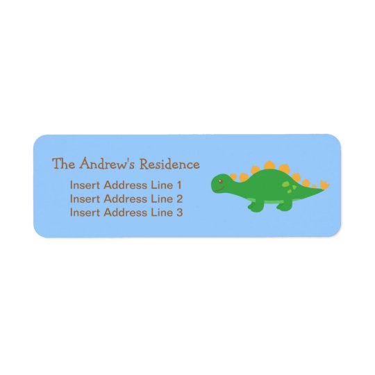 Cute Green Stegosaurus Dinosaur, For kids Return Address Label