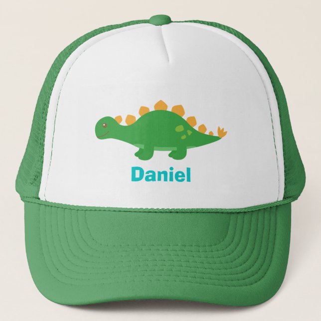 Cute Green Stegosaurus Dinosaur for Trucker Hat (Front)