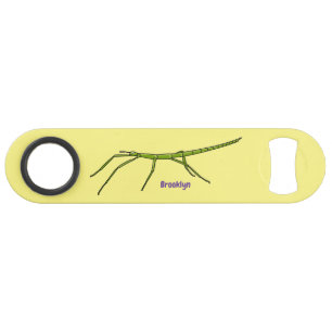 Cute green stick insects with happy faces cartoon