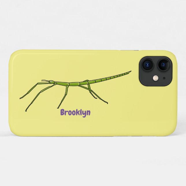 Cute green stick insects with happy faces cartoon Case-Mate iPhone case (Back (Horizontal))