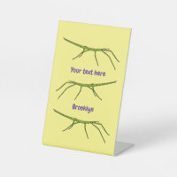 Cute green stick insects with happy faces cartoon