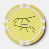 Cute green stick insects with happy faces cartoon