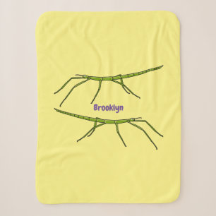 Cute green stick insects with happy faces cartoon sherpa blanket