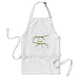 Cute green stick insects with happy faces cartoon  standard apron