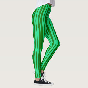 Cute Green Stylish Stripes Pattern Design Leggings