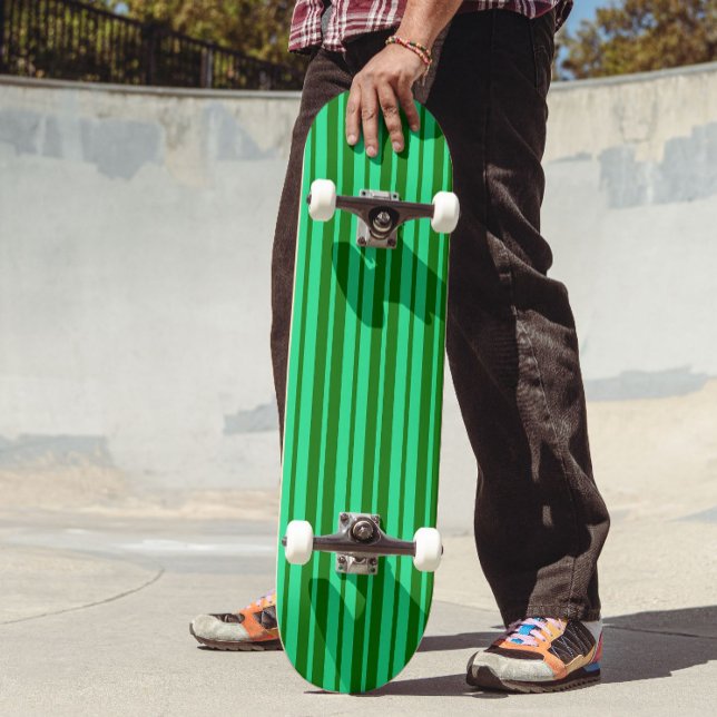 Cute Green Stylish Stripes Pattern Design  Skateboard (Creator Uploaded)