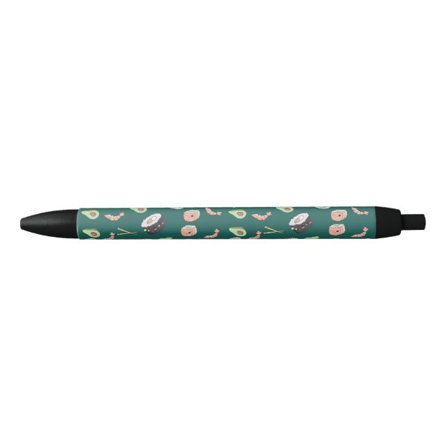 Cute green Sushi pattern  Black Ink Pen (Front)