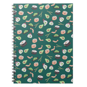 Cute green Sushi pattern Notebook
