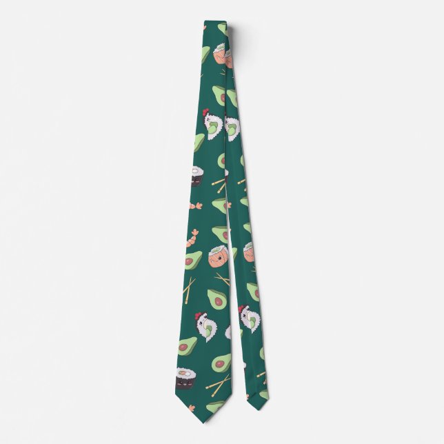 Cute green Sushi pattern Tie (Front)