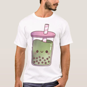Cute Green Tea Matcha Latte Boba Tea T-Shirt