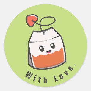Cute Green Teabag  Classic Round Sticker