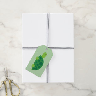 Cute green tortoise cartoon gift tags