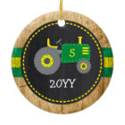 Cute Green Tractor Birthday Keepsake Faux Wood