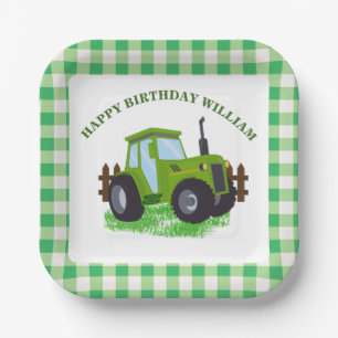 Cute Green Tractor Birthday Party  Paper Plate