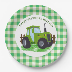 Cute Green Tractor Birthday Party  Paper Plate