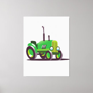 Cute Green Tractor Canvas Print