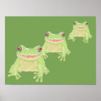 Cute Green Tree Frog - 3x transparent.