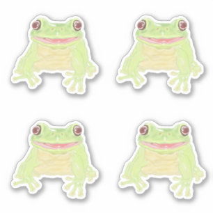 Cute Green Tree Frog - 4x custom cut sticker.