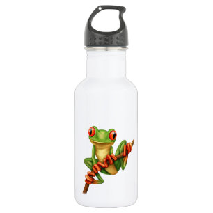 Cute Green Tree Frog on a Branch 532 Ml Water Bottle