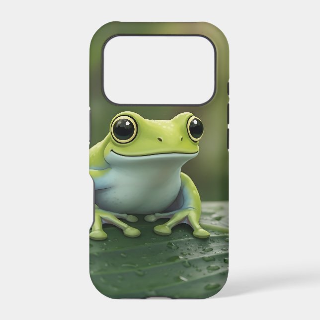 Cute Green Tree Frog on Leaf (Back)