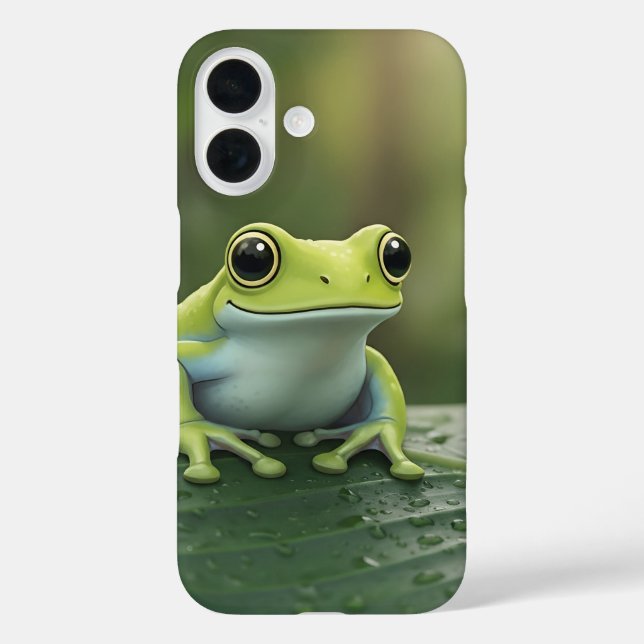 Cute Green Tree Frog on Leaf Case-Mate iPhone Case (Back)