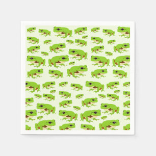 Cute Green Tree Frog Pattern  Napkin